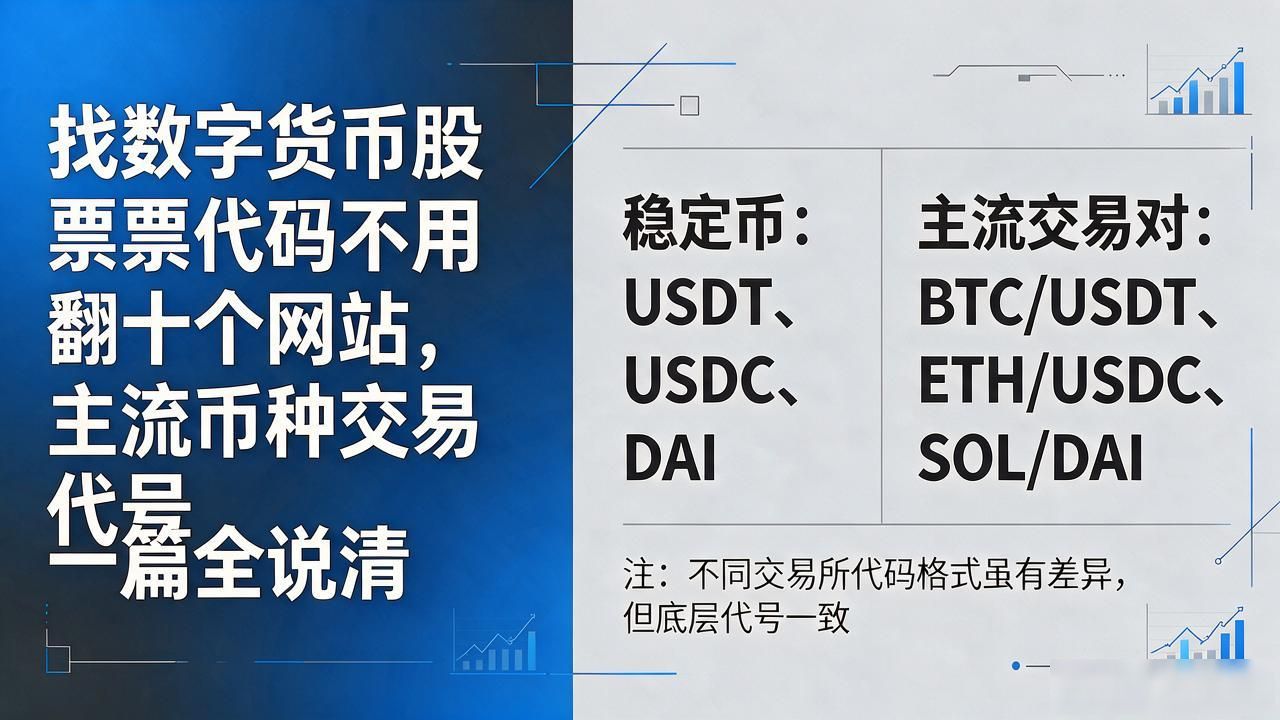 找数字货币股票代码不用翻十个网站，主流币种交易代号一篇全说清