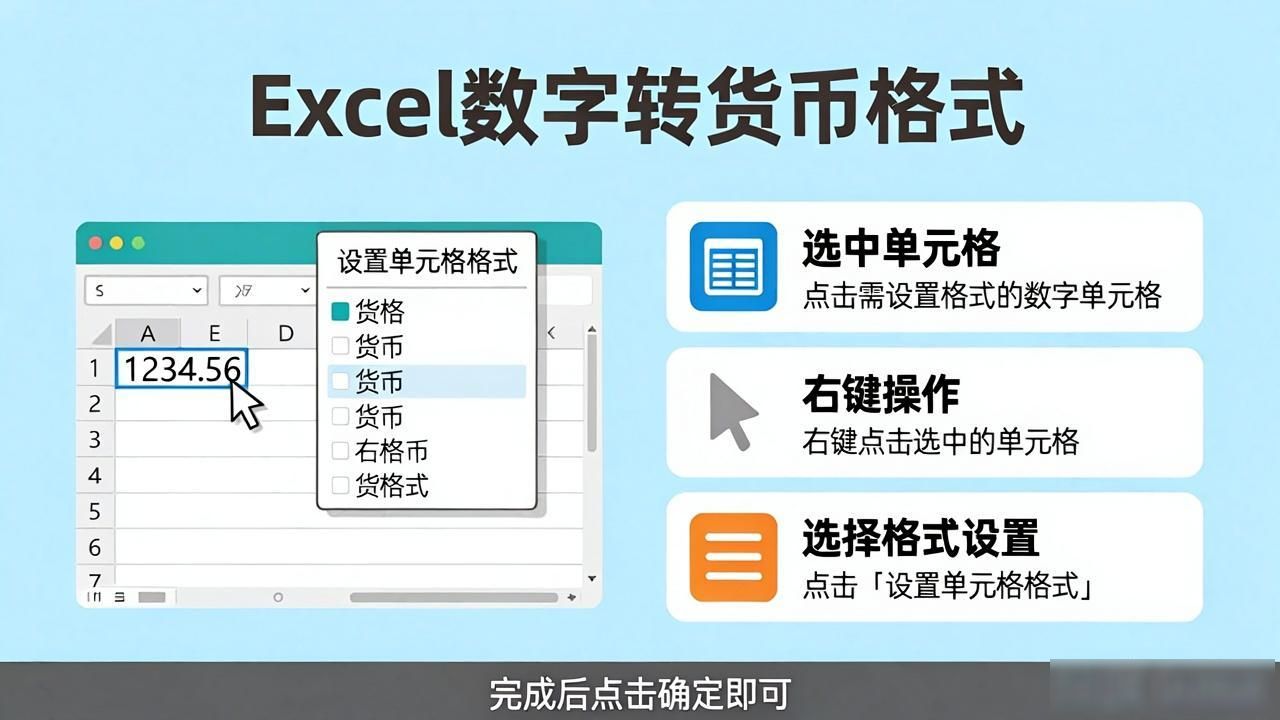 Excel里数字怎么变成货币格式？一键搞定金额显示