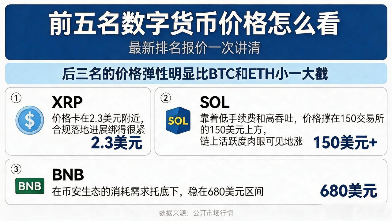 前五名数字货币价格怎么看，最新排名报价一次讲清