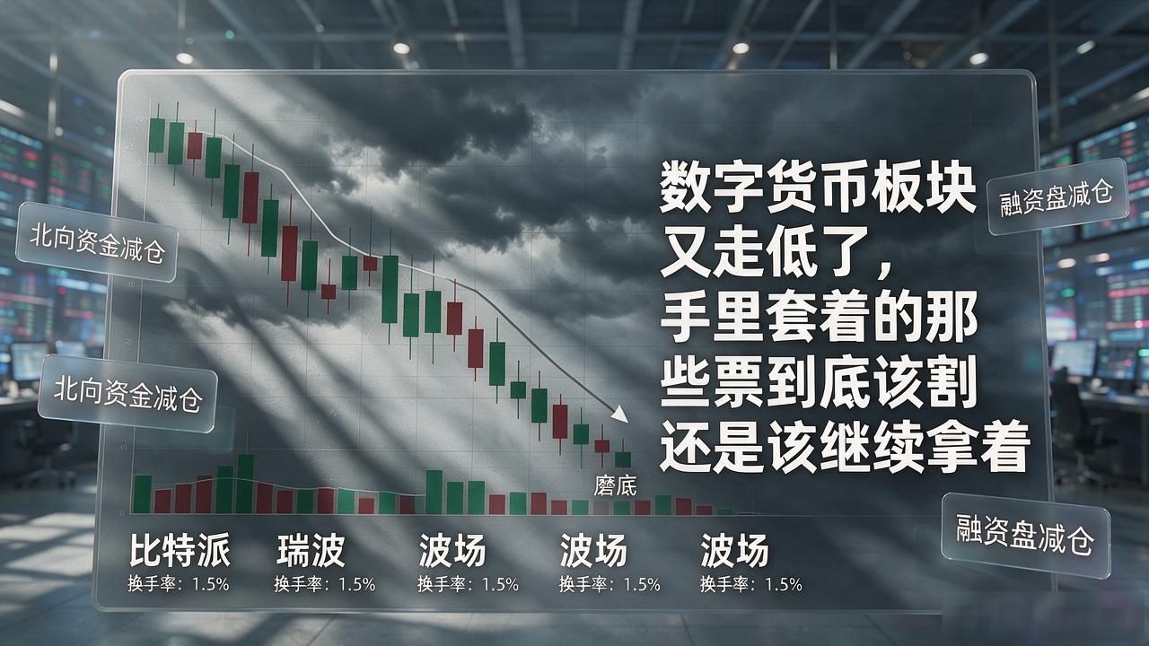 数字货币板块又走低了，手里套着的那些票到底该割还是该继续拿着