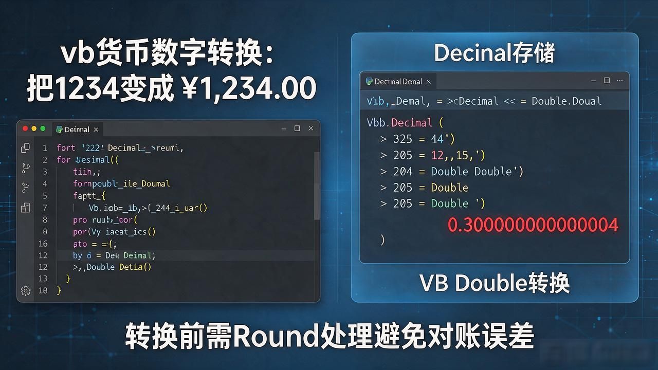 vb货币数字转换：把1234变成￥1,234.00，代码就这么写