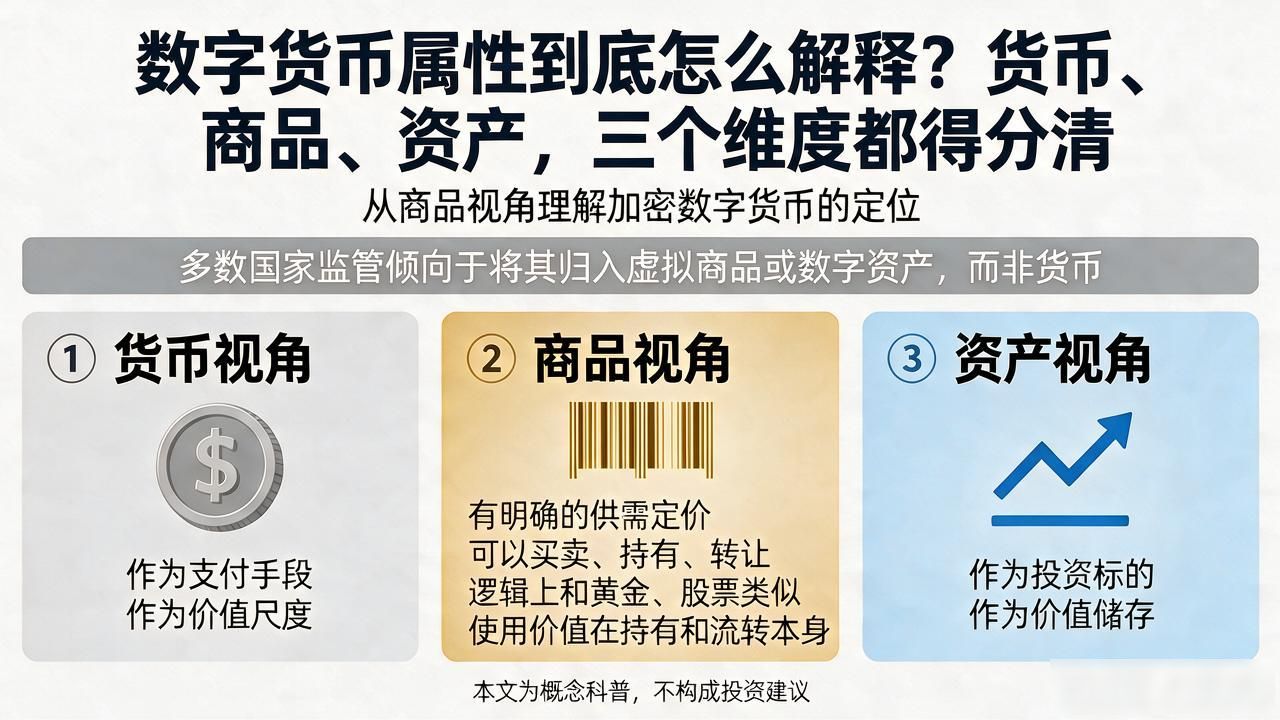 数字货币属性到底怎么解释？货币、商品、资产，三个维度都得分清